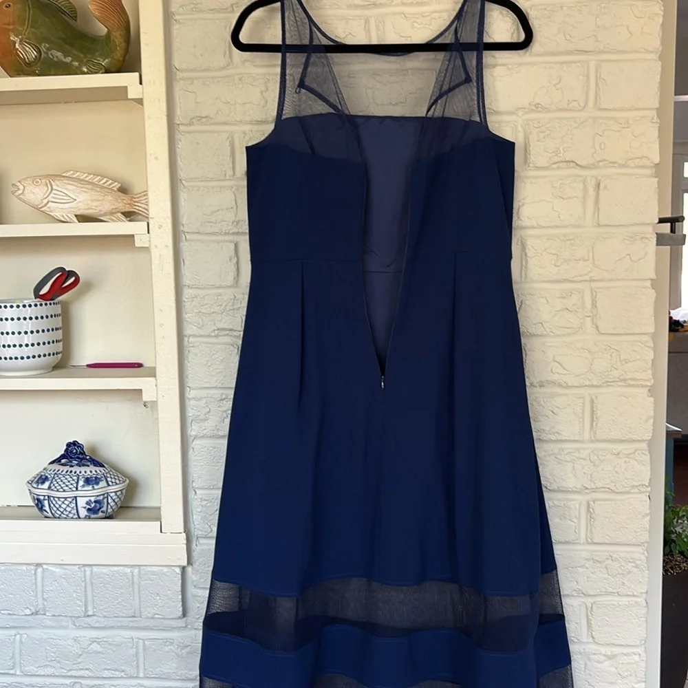 Aidan Mattox Crepe Mesh Fit And Flare Pleat Front Size 12 Dress